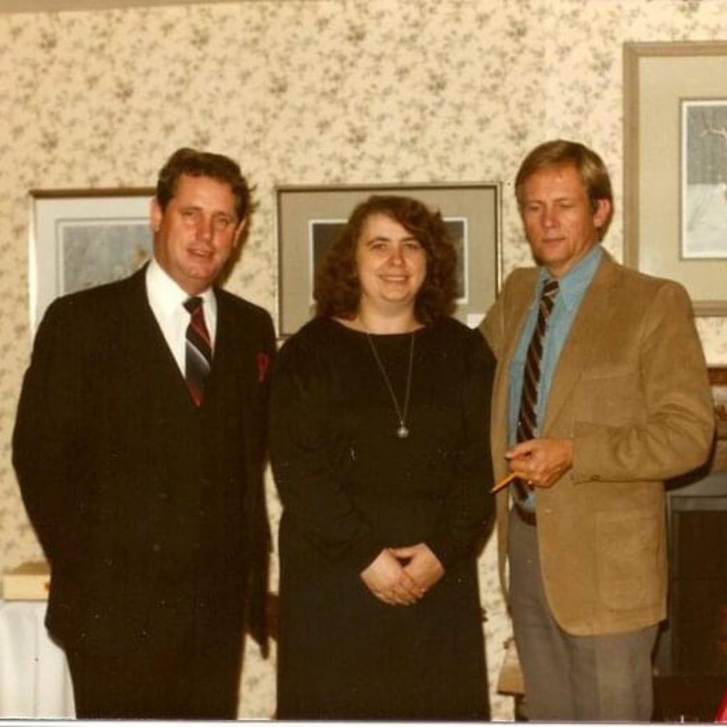 Hedi, Mayor Gord Krantz, and Robert Bateman in 1980 at the Harrop Restaurant and Art Gallery
