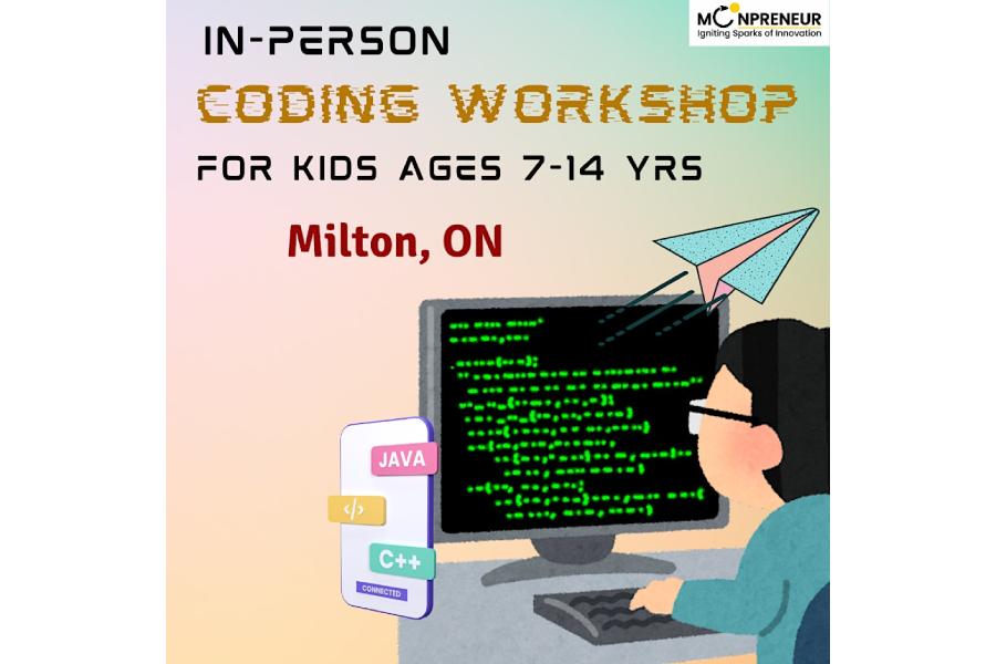 In-Person Free Coding Workshop For Kids at Milton, ON (7-14 yrs)