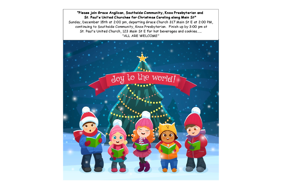 Christmas Caroling along Main St, Knox, Southside, Grace & Paul's
