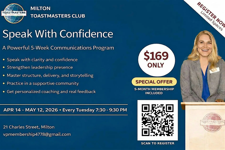 Milton Toastmasters - Speechcraft 5 Week Workshop