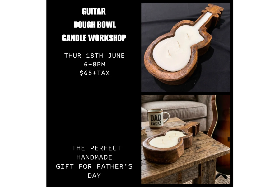 The Barn Door Studio Guitar Dough Bowl Candle Pouring Workshop